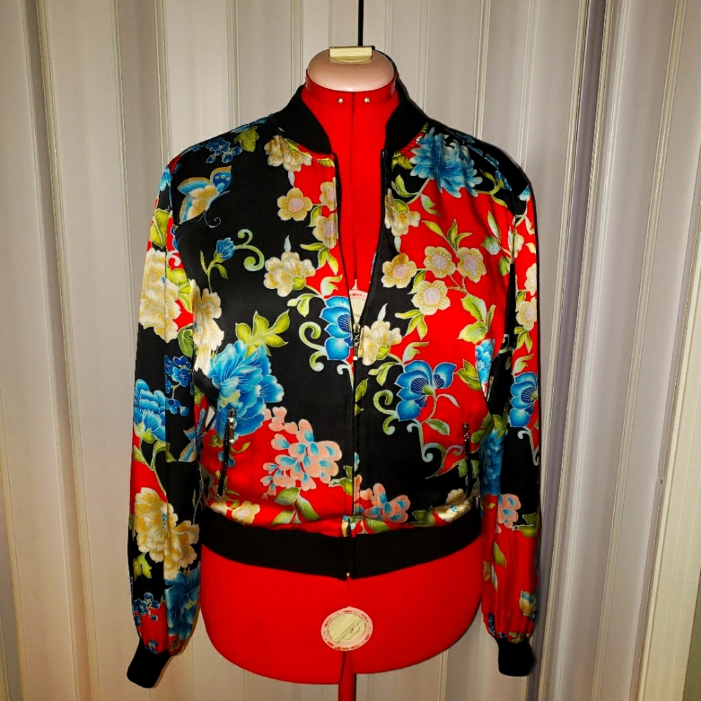 S L B Vintage Silky Bomber Style Jacket 1980s/90s Women's Size Large